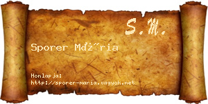 Sporer Mária névjegykártya